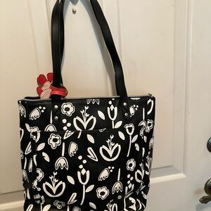 Relic Black and White Floral Tote Bag
